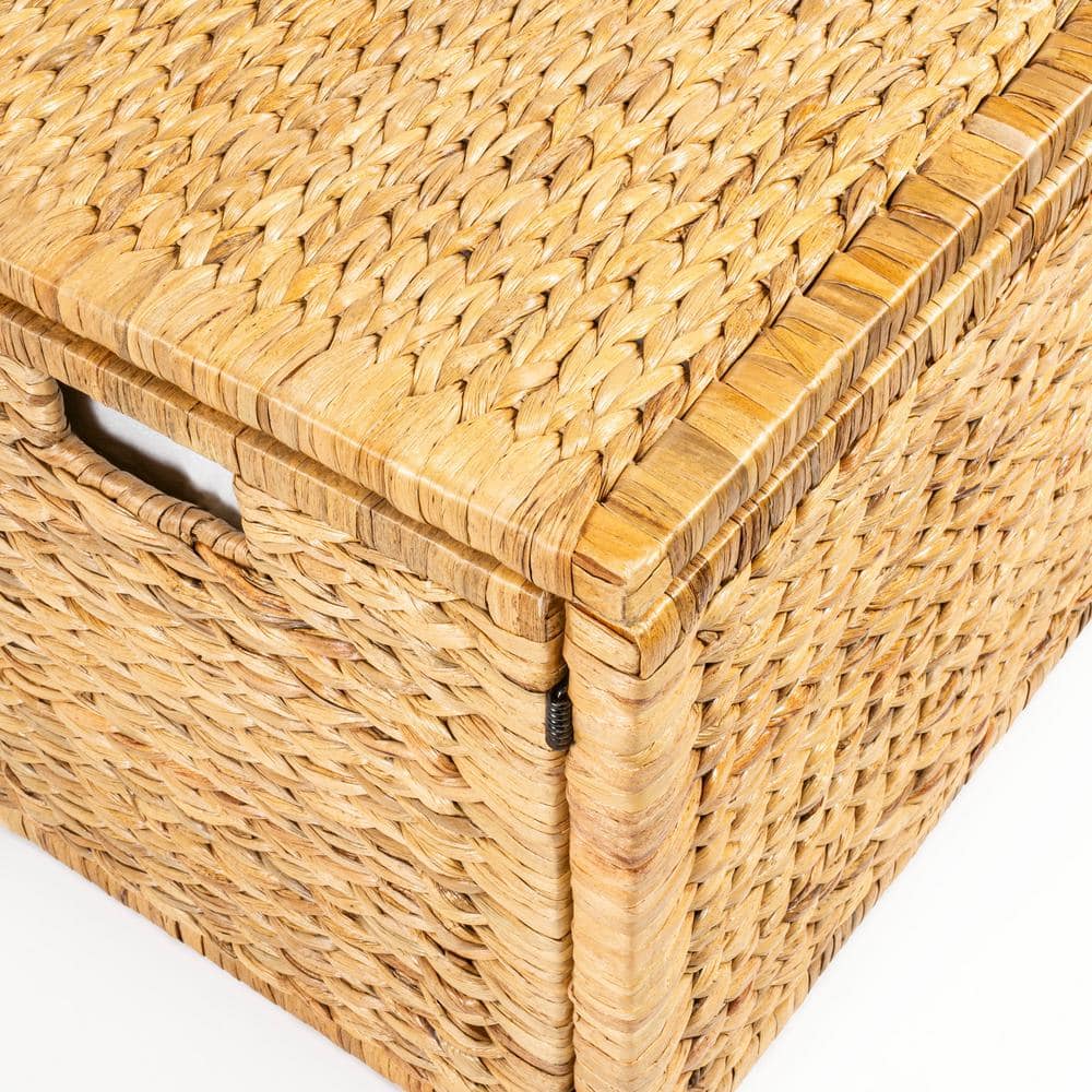 Natural Handwoven Wicker Weave 30" Storage Trunk with Wooden Frame