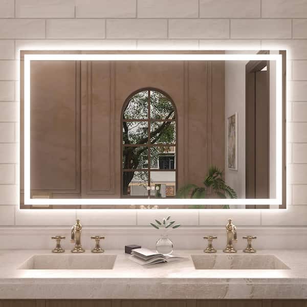 Orliva 60 in. W x 36 in. H Rectangular Frameless LED Wall Bathroom Vanity Mirror