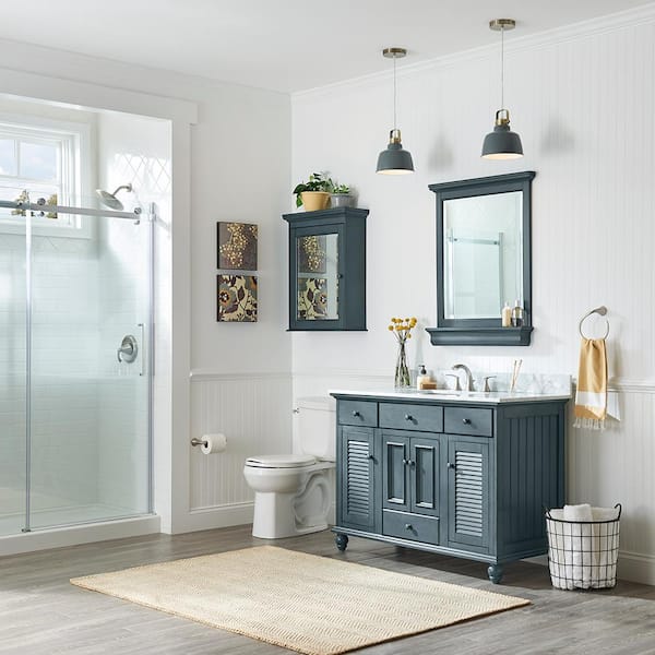 Vanity Cabinet Only In Harbor Blue, Cottage Bathroom Vanity
