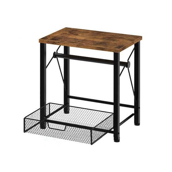 Ahfiwaso Wooden Thermal Label Holder Desktop Stand with Drawer for Roll Fan-Fold Labels Space Saving Brown 1 Pack