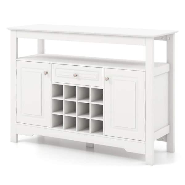 Costway White Wood 45.5 in. Buffet Sideboard with Removable Rack