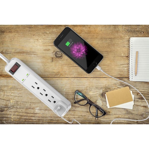 Unbranded - 4-Outlet Power Strip Surge Protector with 3 ft. Cord (4-Pack)