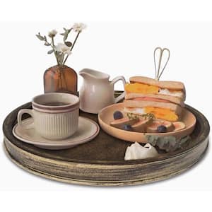 11.4"W Rustic Round Metal Decorative Serving Tray