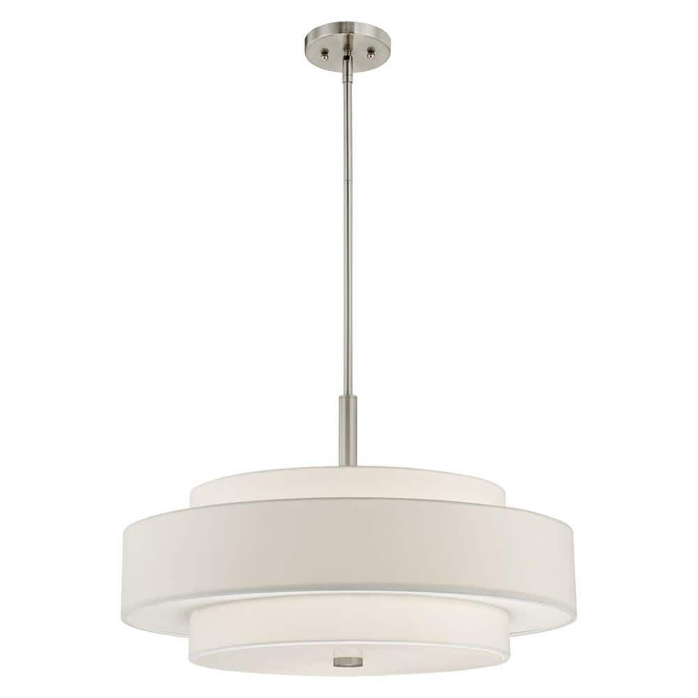 Sheffield Contemporary 5-Light LED Drum Pendant in Brushed Nickel