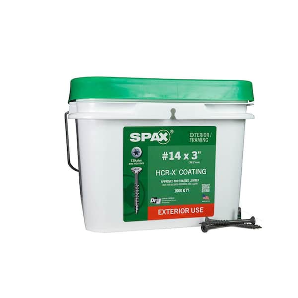 #14 x 3 in. Exterior Construction Torx T-Star Plus Flat Head Deck Wood Screws (1000-Pieces) Bulk Pail Bit Included