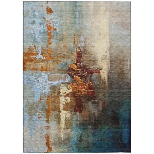 Chantille Machine Washable Indoor/Outdoor Abstract ACN2157 Paprika 8 ft. x 10 ft. Area Rug