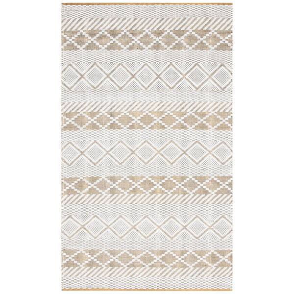 Natura 3 ft. x 5 ft. Ivory/Yellow Chevron Striped Zig-Zag Area Rug