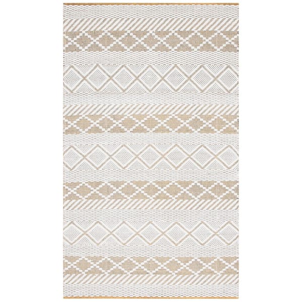 Natura 5 ft. x 8 ft. Ivory/Yellow Chevron Striped Zig-Zag Area Rug