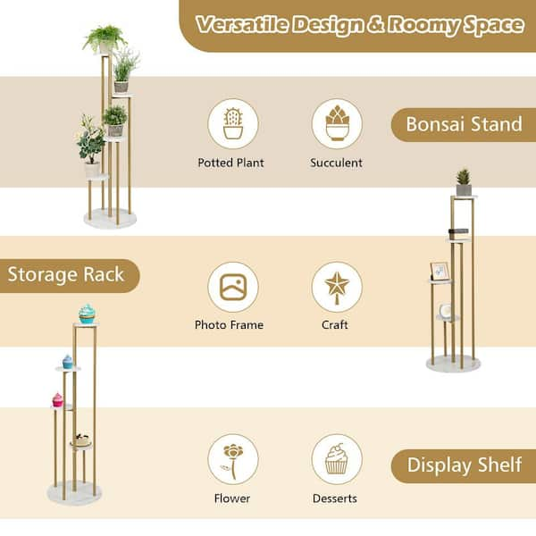 Tangkula 4-Tier Metal Plant Stand Indoor 48.5' Tall Plant Shelf for Small  Plants Tiered Plant Holder W/ Golden Metal Frame