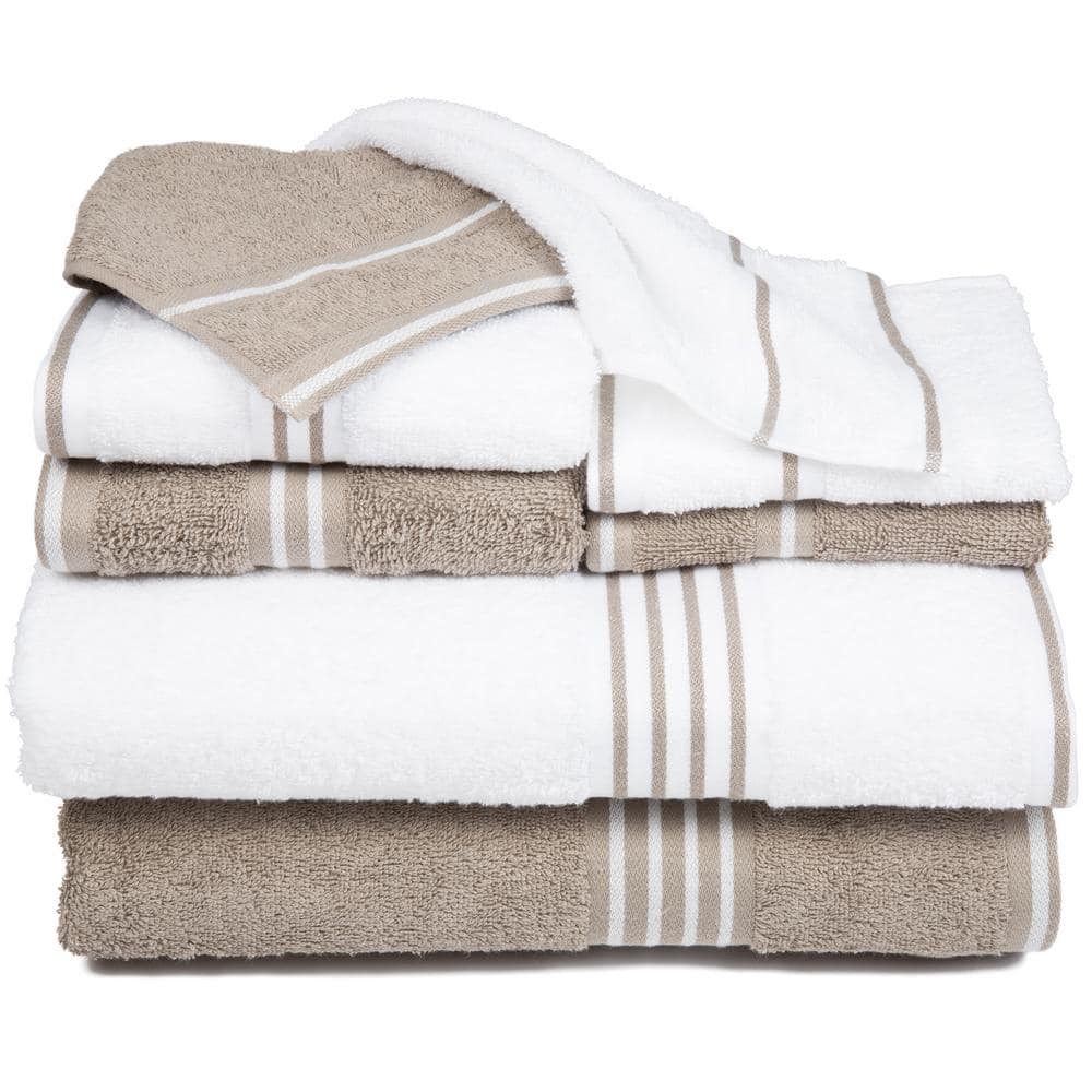 Baltic Linens Belvedere 100% Cotton 24-Piece Bath Towel Set, Taupe