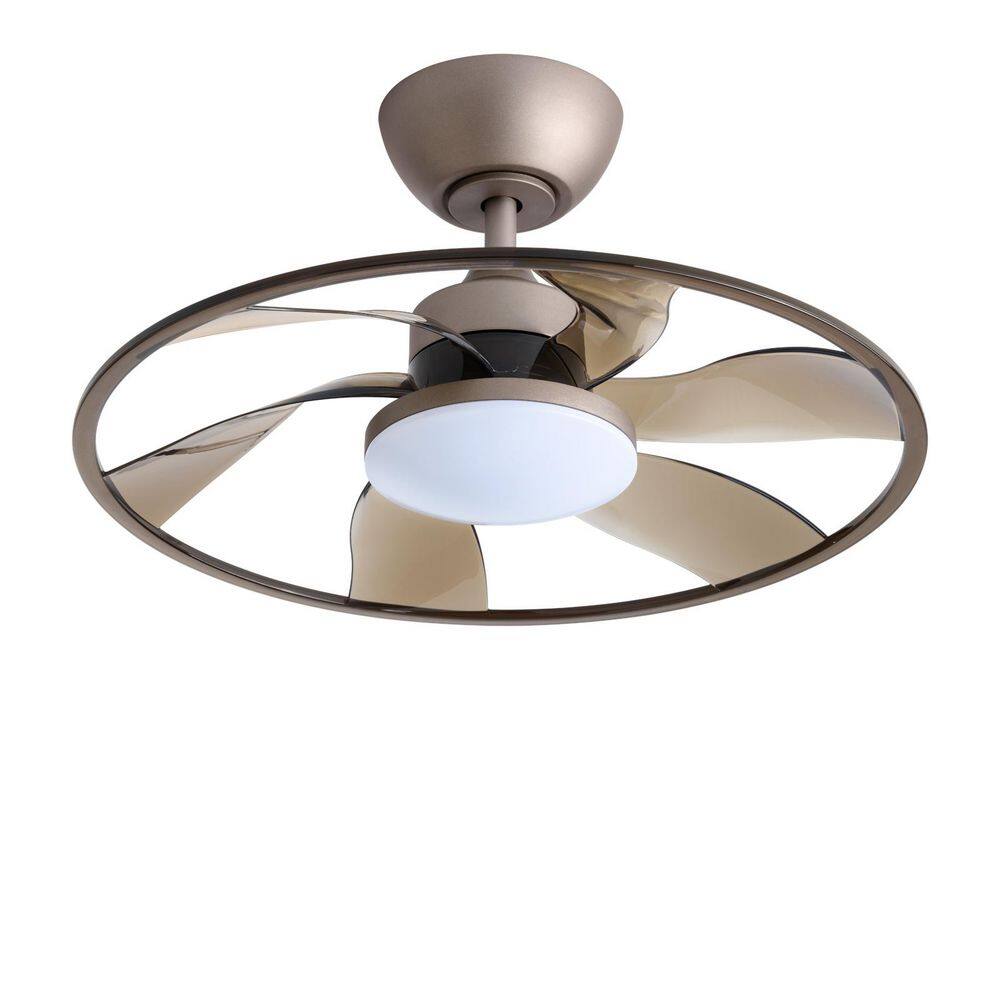 22 in. Round Smart Indoor Brown Ceiling Fan with Dimmable Light with Remote Control price history on PriceWatchPro