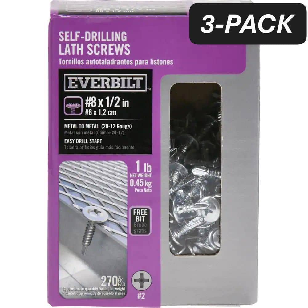 3-Pack #8 x 1/2 in. Phillips Drive Truss Head Lath Self-Drilling Screw (3 lb / 810-Piece) price history on PriceWatchPro