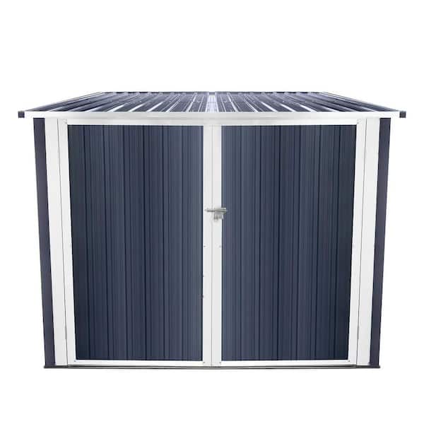 6 ft. W x 6 ft. D Heavy-Duty Metal Biycle Storage Shed with 4 Adjustable Bike Tracks & Double Door in Gray (36 sq. ft. )