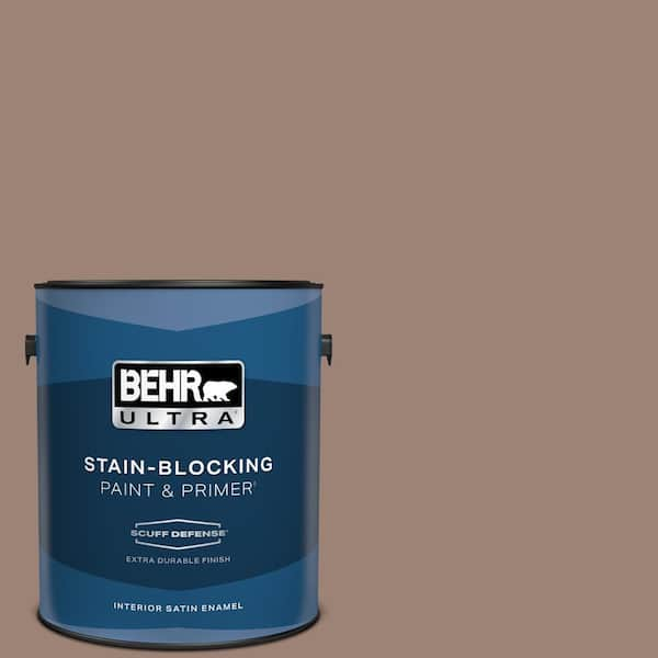 BEHR ULTRA 1 gal. #N150-4 Modern Mocha Extra Durable Satin Enamel Interior Paint & Primer