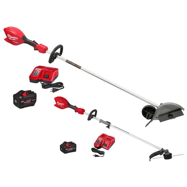 M18 FUEL 18V 8 in. Brushless Cordless Battery Straight Shaft Lawn Edger Kit w/ M18 16 in. String Trimmer Kit w/ QUIK-LOK