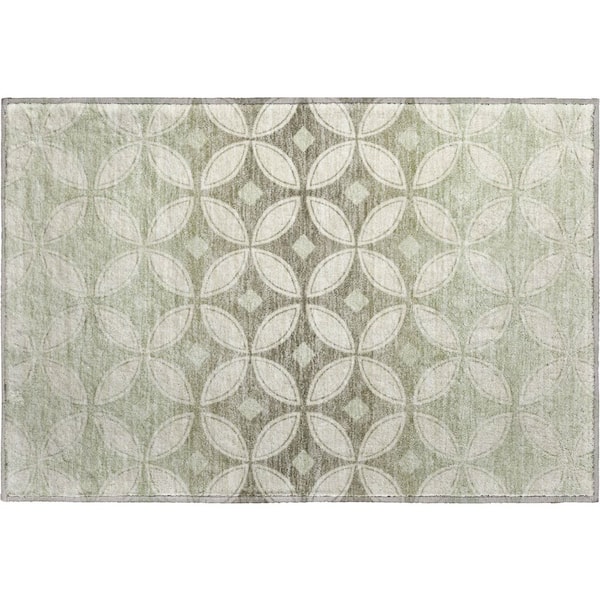 Mayfield Premium Machine Washable Abstract AMF2423 Beige 3 ft. x 4 ft. Area Rug