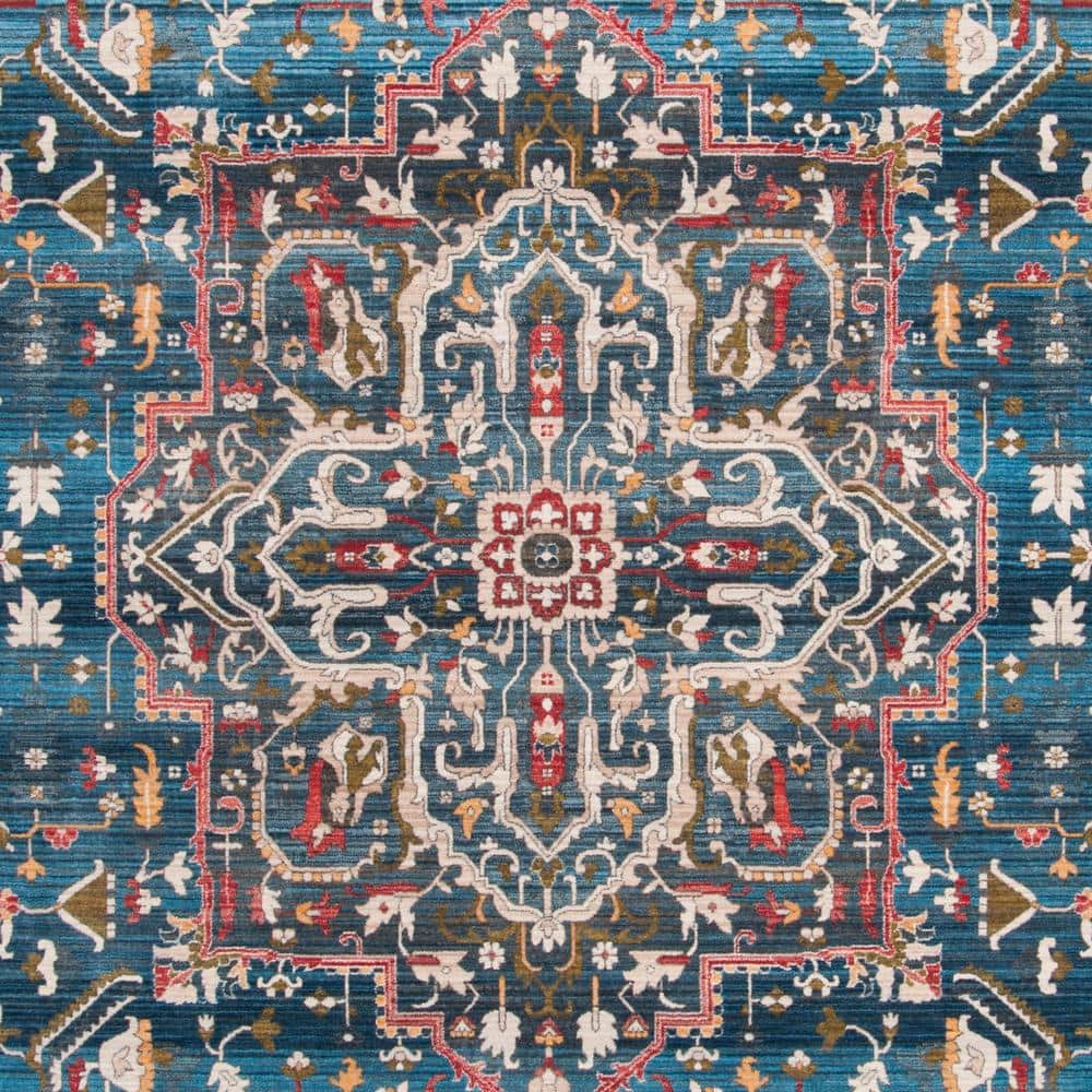 Blue and Ivory Synthetic 8' x 10' Rectangular Area Rug
