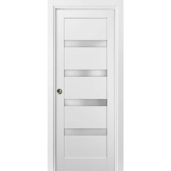 Sartodoors 24 in. x 80 in. Single Panel White Finished Solid MDF Sliding Door with Pocket Hardware