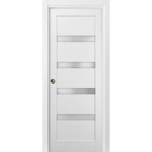 4113 32 in. x 84 in. Single Panel White Finished Solid MDF Sliding Door with Pocket Hardware