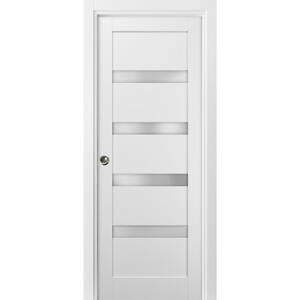 24 in. x 96 in. Single Panel White Solid MDF Sliding Door with Pocket Hardware