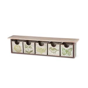 41.73 in. L Linocut Organizer Metal and Wood Decorative Boxes