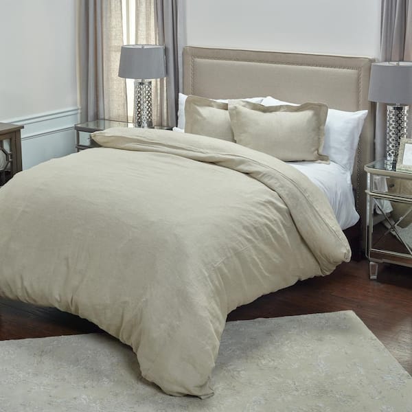 Rizzy Home Stone Solid King Linen Duvet Cover