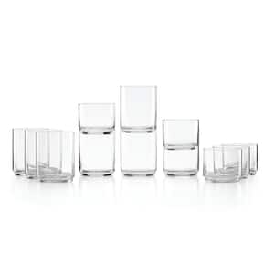 Tuscany Stackables 14 oz. and 9 oz. Glass Tall & Short Double Old Fashioned Whiskey Glass (Set of 12)