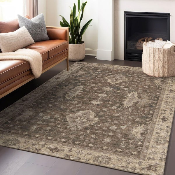 Chantille Machine Washable Indoor/Outdoor Abstract ACN1739 Brown 3 ft. x 4 ft. Area Rug