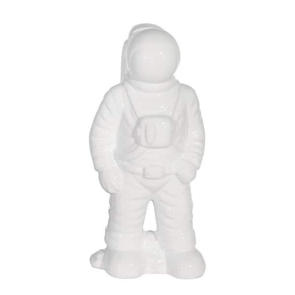 Liv & Skye White 6 in. x 12 in. Stoneware Astronaut Contemporary Figurine