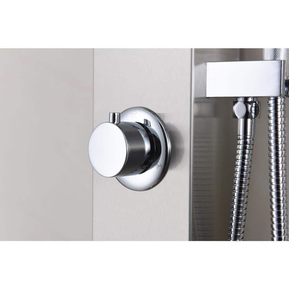 Silent 40'' Brushed Steel Full Body Shower Panel with Rain Shower