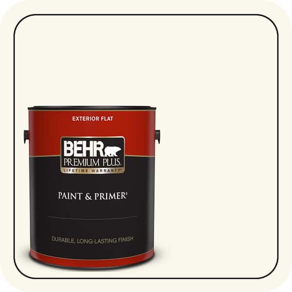BEHR PREMIUM PLUS 1 gal. #YL-W10 Night Blooming Jasmine Flat Exterior Paint & Primer