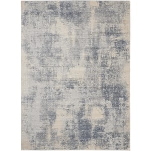 Rustic Textures Blue/Ivory 9 ft. x 13 ft. Abstract Contemporary Area Rug