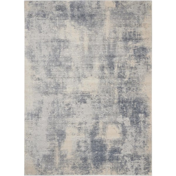 Nourison Rustic Textures Blue/Ivory 8 ft. x 11 ft. Abstract Contemporary Area Rug