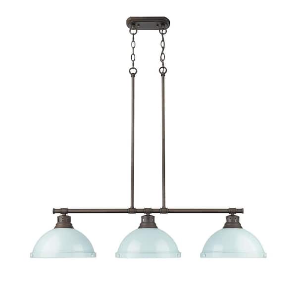 Duncan 300-Watt 3-Light Rubbed Bronze Pendant Light with Steel Shade
