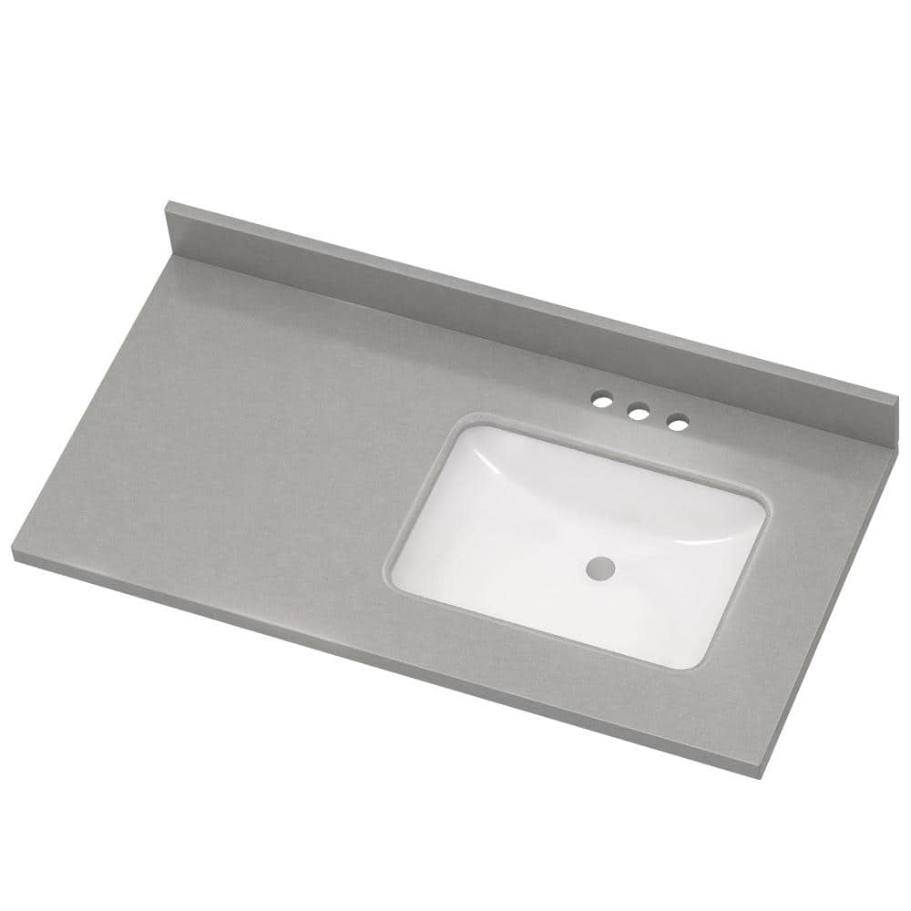 SOREN 42 in. W x 22 in. D Gray Engineered Stone Vanity Top with White Right-Offset Undermount Sink and 4 in. Backsplash price history on PriceWatchPro