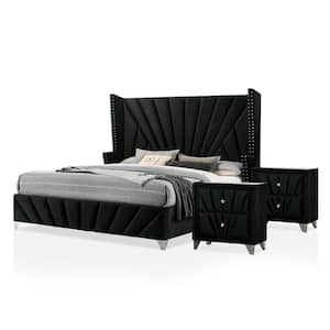 Leventina 3-Piece Black California King Bedroom Set