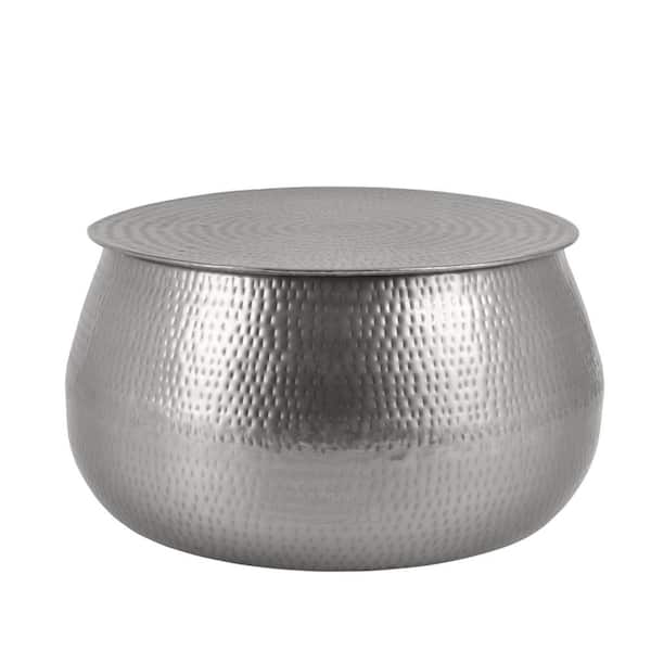 Home Decorators Collection - Calluna 31 in. Silver Medium Round Metal Coffee Table with Lift Top