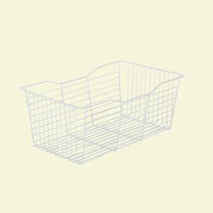 9.50 in. H x 23.25 in. W White Wire 1-Drawer Wide Mesh Wire Basket