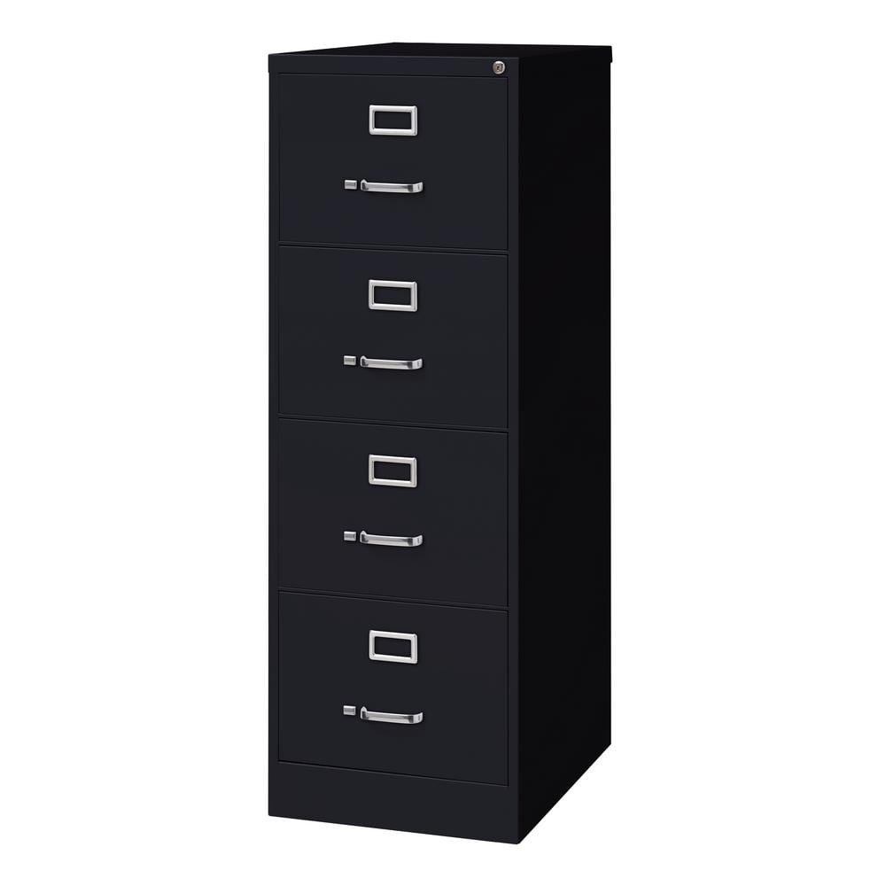 Black 25" Deep 4-Drawer Metal Vertical File Cabinet