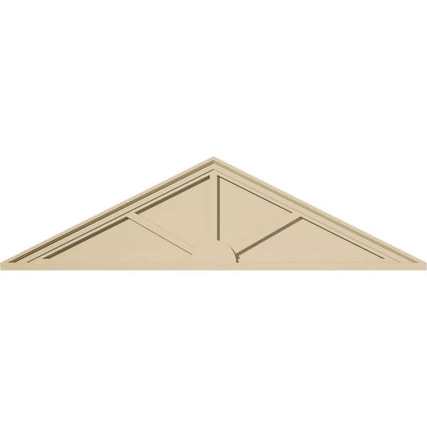 58-in W x 15-1/2-in H x 2-in P (Pitch 6/12) Peaked Cap 3-SpokeSignature Urethane Pediment, Primed Tan
