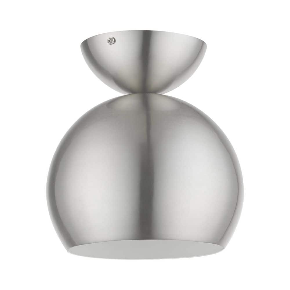 Brushed Nickel Globe Indoor/Outdoor Semi-Flush Mount Light