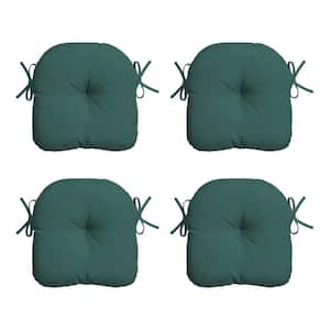 14.5 in. x 15 in. Peacock Blue Green Texture Rectangle Outdoor Seat Cushion (4-Pack)