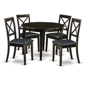 5-Piece Cappuccino Solid Wood Top - Round Dining Room Set - Seats 4