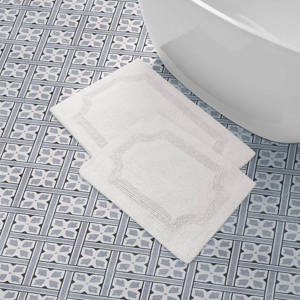 Ivory Reversible Cotton Bath Rug Set of 2