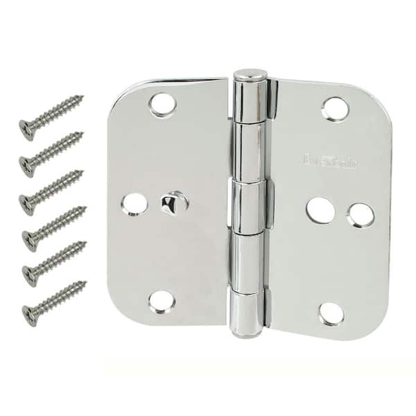 Everbilt 3-1/2 in. x 5/8 in. Radius Chrome Security Door Hinge Value Pack (3-Pack)