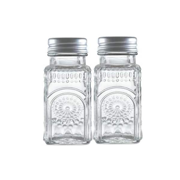 Sunflower Series Clear Glass Salt and Pepper Shakers Set Vintage Spice Shakers for Kitchen Dining Room 2-Pack