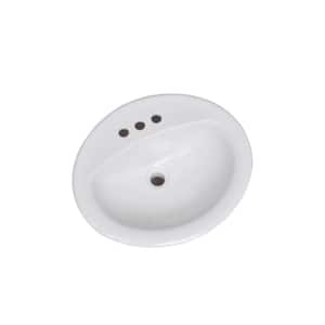 20 in. x 17 in. Ceramic Oval Self-Rimming Drop-In Bathroom Sink in White
