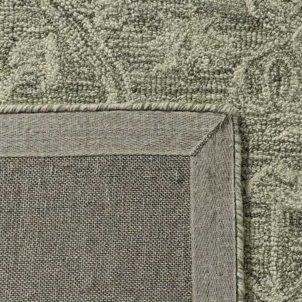 Jade Vintage Floral Hand-Tufted Wool Oriental Green 8 ft. x 10 ft