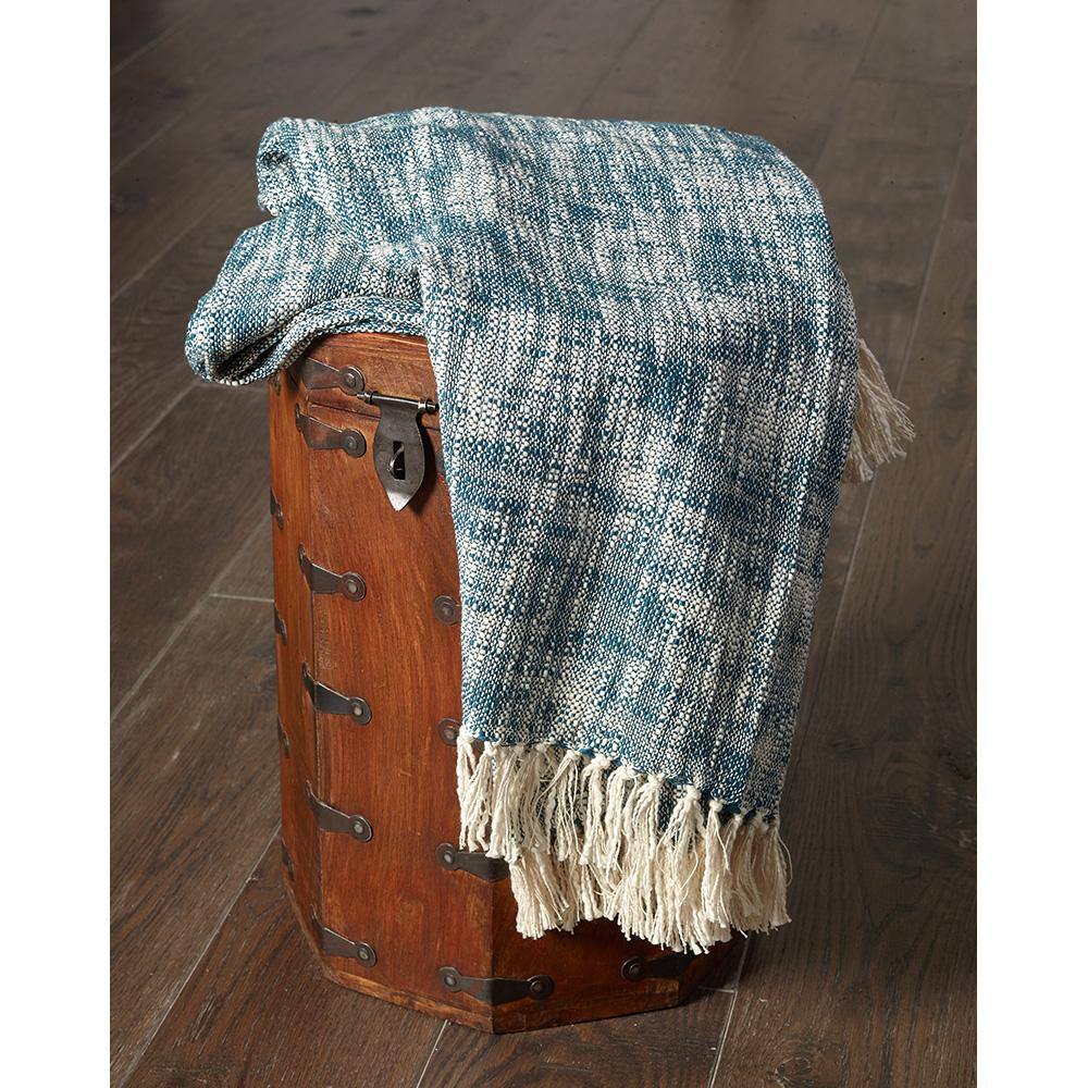 Organic Blue Cotton Reversible Throw Blanket 60" x 50"