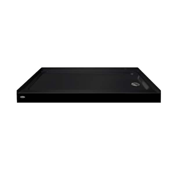 JACUZZI CAYMAN 60 in. L x 30 in. W Alcove Single Threshold Shower Pan Base with Right Drain in Black